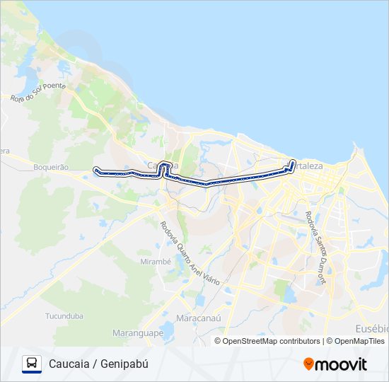 Mapa da linha 601 CORUJÃO / CAUCAIA de ônibus