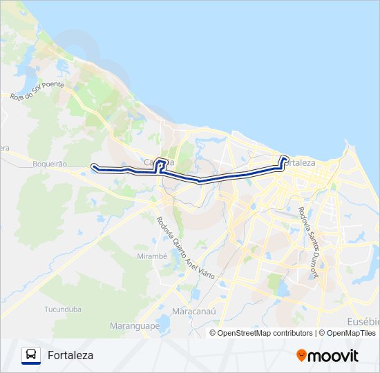Mapa da linha 601 CORUJÃO / CAUCAIA de ônibus