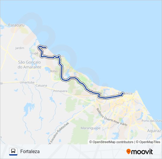 Mapa da linha 401 FORTALEZA / TAÍBA VIA MATÕES de ônibus