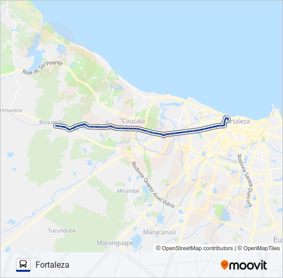 108 FORTALEZA / CAPUAN (BOQUEIRÃO) bus Line Map