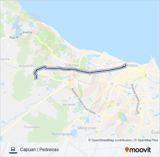 Mapa da linha 109 FORTALEZA / CAPUAN (PEDREIRAS) de ônibus