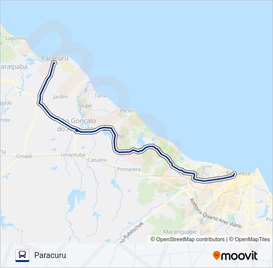 Mapa da linha 403 FORTALEZA / PARACURU VIA SÃO GONÇALO de ônibus