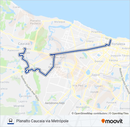 Mapa da linha 602 CORUJÃO / METRÓPOLE / PLANALTO CAUCAIA de ônibus