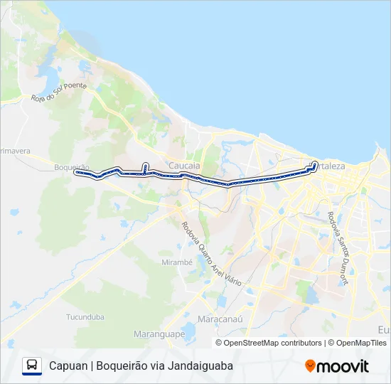 111 FORTALEZA / CAPUAN (BOQUEIRÃO VIA JANDAIGUABA Bus Line Map