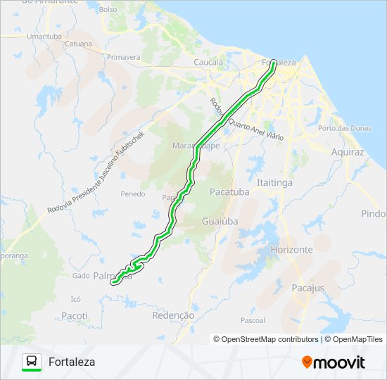 Mapa da linha 20211 FORTALEZA / PALMÁCIA / VIA MARANGUAPE de ônibus