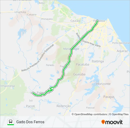 20212 FORTALEZA / GADOS DOS FERROS / VIA PALMÁCIA Bus Line Map