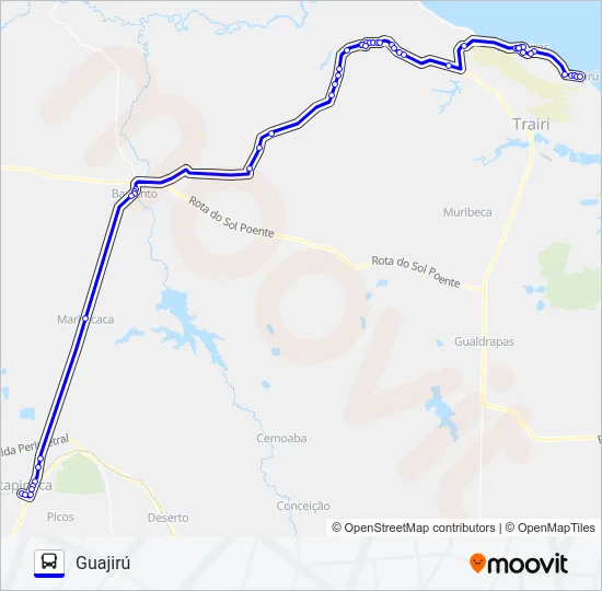 25111 GUAJIRÚ / ITAPIPOCA VIA CANAÃ / FLECHEIRAS Bus Line Map