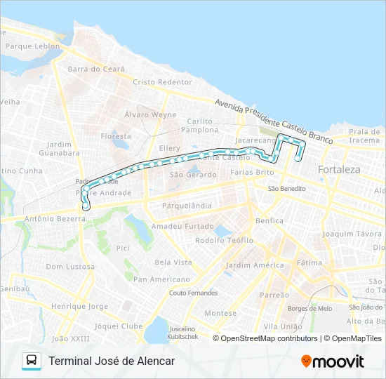 220 ANTÔNIO BEZERRA / SARGENTO HERMÍNIO / CENTRO Bus Line Map