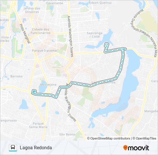 Mapa da linha 616 LAGOA REDONDA / DIREITA / MESSEJANA de ônibus