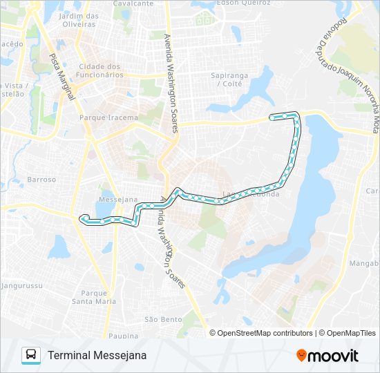 Mapa da linha 626 LAGOA REDONDA / ESQUERDA / MESSEJANA de ônibus