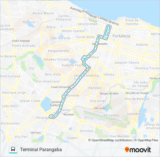 307 PARANGABA / ITAÓCA / CENTRO Bus Line Map