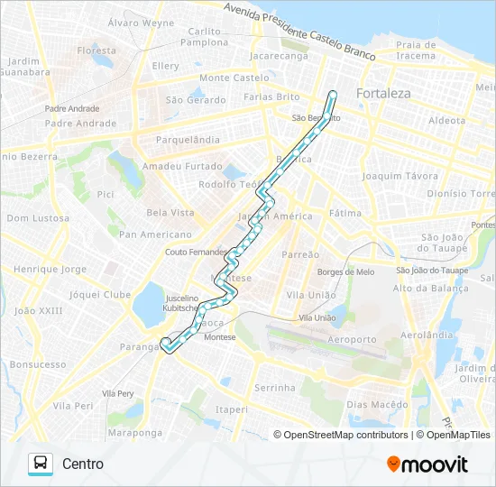 307 PARANGABA / ITAÓCA / CENTRO Bus Line Map