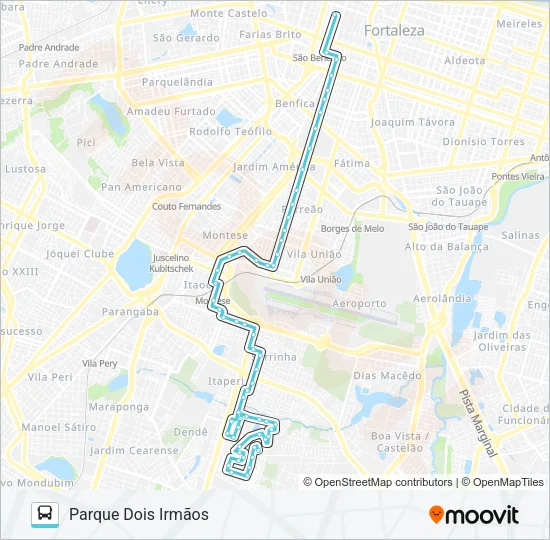 405 PARQUE DOIS IRMÃOS / EXPEDICIONÁRIOS / CENTRO Bus Line Map