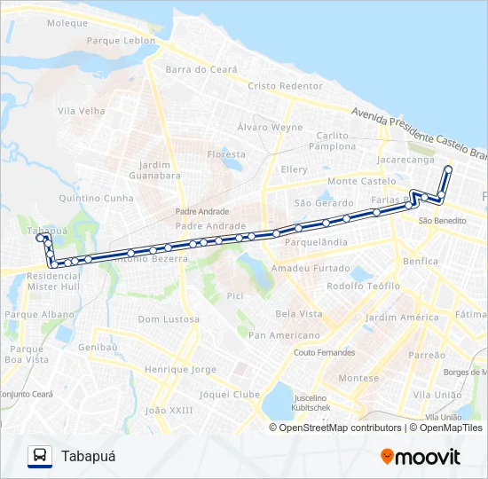 105 TABAPUÁ Bus Line Map