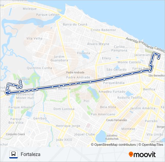 Mapa da linha 105 TABAPUÁ de ônibus