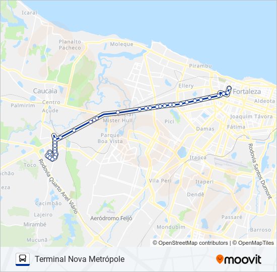 Mapa da linha 202 METRÓPOLE 2 de ônibus