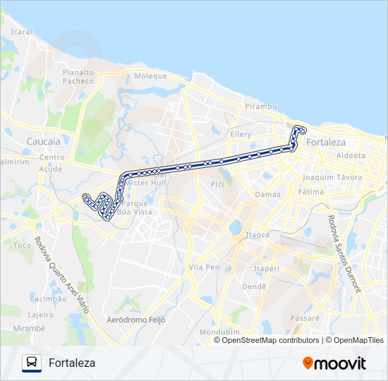 Mapa da linha 208 PARQUE POTIRA de ônibus
