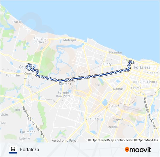 Mapa da linha 102 VICENTE ARRUDA de ônibus