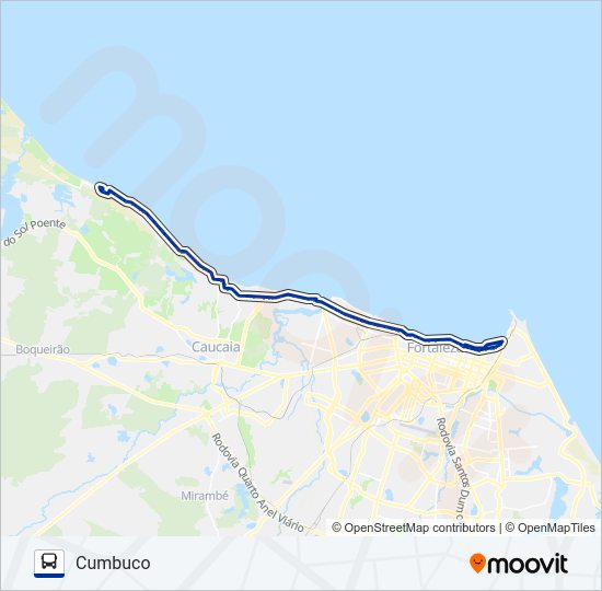 Mapa de 303 CUMBUCO / BEIRA MAR de autobús