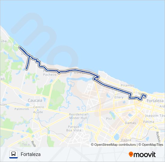 Mapa da linha 301 ICARAÍ / FORTALEZA / VIA BARRA DO CEARÁ de ônibus