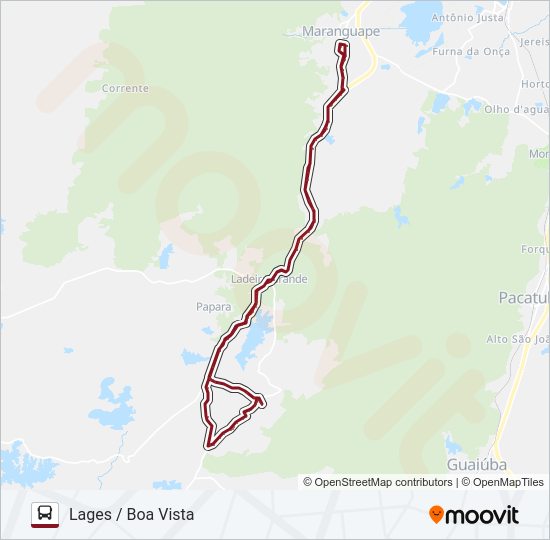 Mapa da linha 01MG LAGES de ônibus