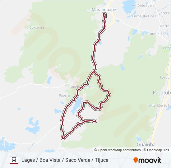 Mapa da linha 01MG LAGES de ônibus