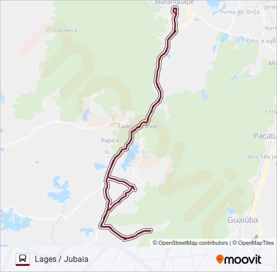 Mapa da linha 01MG LAGES de ônibus