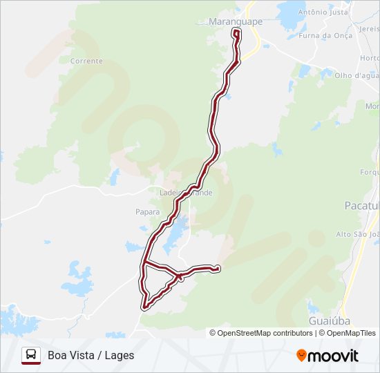 Mapa da linha 01MG LAGES de ônibus