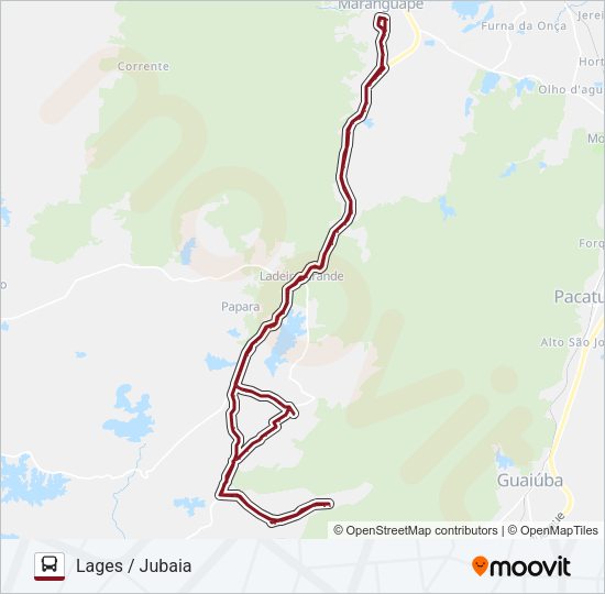 Mapa da linha 04MG JUBAIA de ônibus