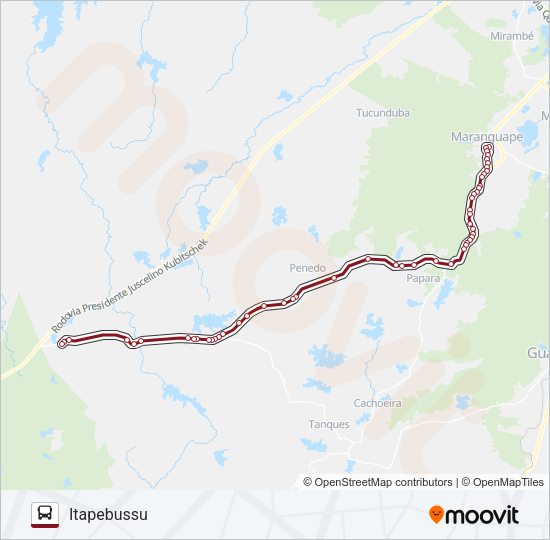 Mapa da linha 09MG ITAPEBUSSU de ônibus