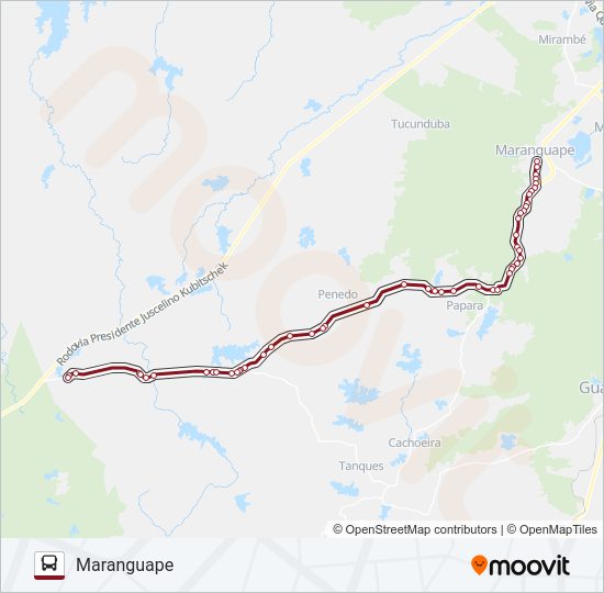 Mapa da linha 09MG ITAPEBUSSU de ônibus