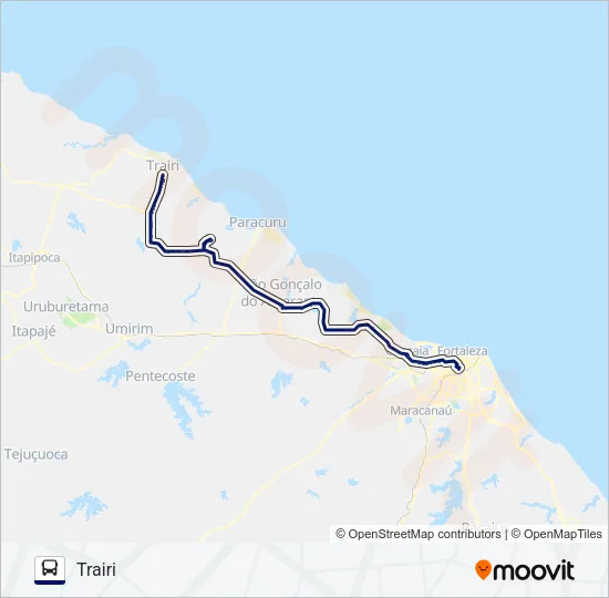 20410 TRAIRI / FORTALEZA / VIA SÃO GONÇALO DO AMARANTE Bus Line Map