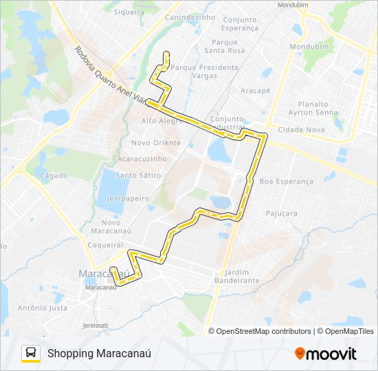 Mapa da linha 009 ALTO ALEGRE / SHOPPING de ônibus