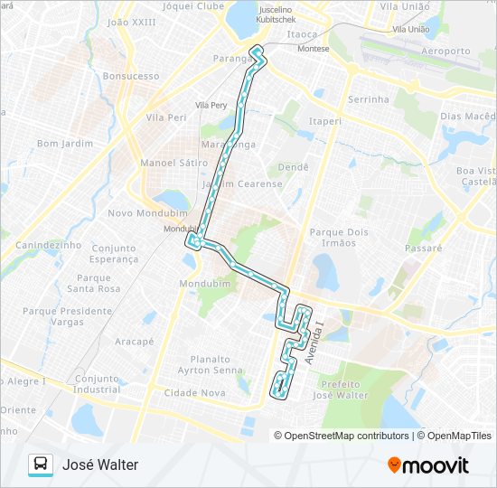 373 JOSÉ WALTER / PARANGABA / SFS Bus Line Map