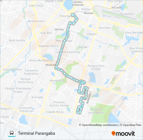 373 JOSÉ WALTER / PARANGABA / SFS Bus Line Map