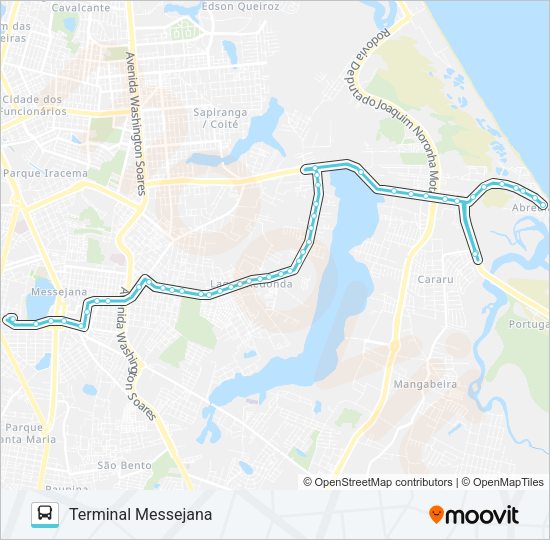 Mapa da linha 644 ABREULÂNDIA / LITORÂNEA / LAGOA REDONDA / MESSEJANA de ônibus