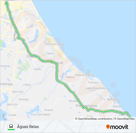 Mapa da linha 059 FORTALEZA / CAPONGA / ÁGUAS BELAS de ônibus