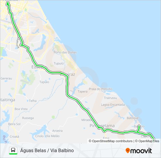 Mapa da linha 059 FORTALEZA / CAPONGA / ÁGUAS BELAS de ônibus