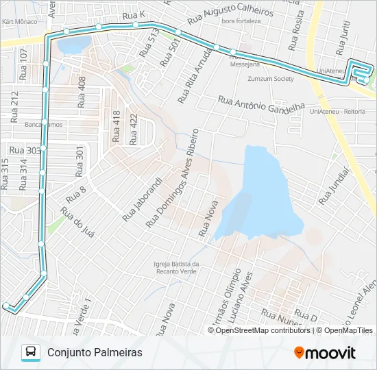 629 CONJUNTO PALMEIRAS / CASTELO DE CASTRO / MESSEJANA Bus Line Map