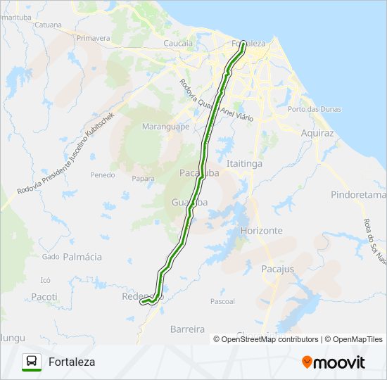 Mapa da linha 32401 FORTALEZA / REDENÇÃO de ônibus