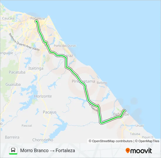 10106 FORTALEZA / MORRO BRANCO / PRAIA DAS FONTES Bus Line Map