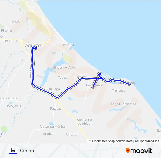 ROTA AZUL CENTRO / BARRO PRETO / VIA NOVO IGUAPE / PRESÍDIO Bus Line Map