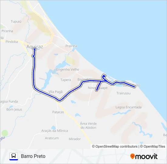 ROTA AZUL CENTRO / BARRO PRETO / VIA NOVO IGUAPE / PRESÍDIO Bus Line Map