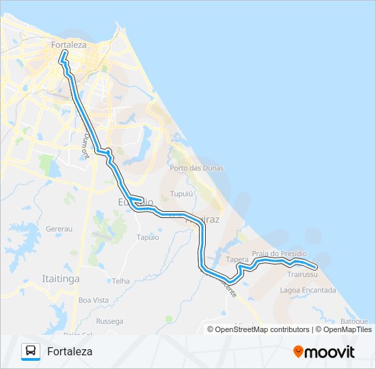 Mapa da linha 44102 IGUAPE / FORTALEZA / EUSÉBIO / AQUIRAZ de ônibus
