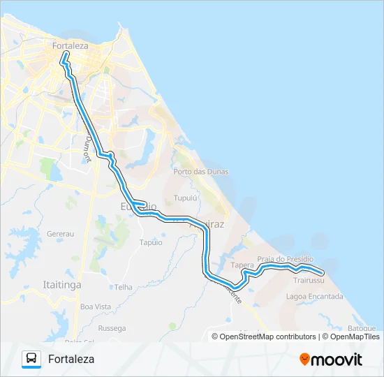 44102 IGUAPE / FORTALEZA / EUSÉBIO / AQUIRAZ Bus Line Map