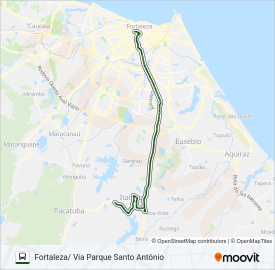 Mapa da linha 43103 ITAITINGA / FORTALEZA de ônibus