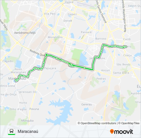 Mapa da linha 42301 MARACANAÚ / MESSEJANA VIA ORGULHO DO CEARÁ de ônibus