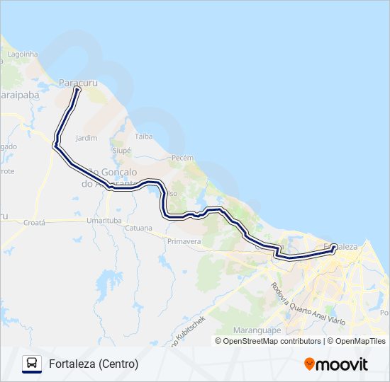 Mapa da linha 41301 FORTALEZA/ PARACURU de ônibus