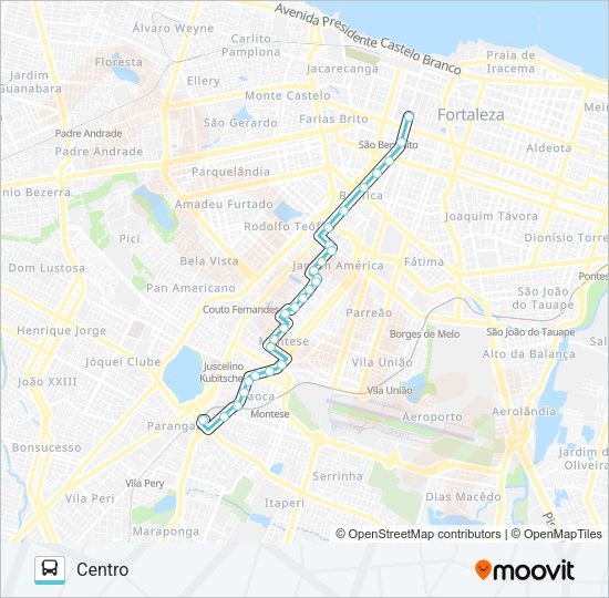 Mapa da linha 307 PARANGABA / ITAÓCA / JARDIM AMÉRICA / CENTRO de ônibus