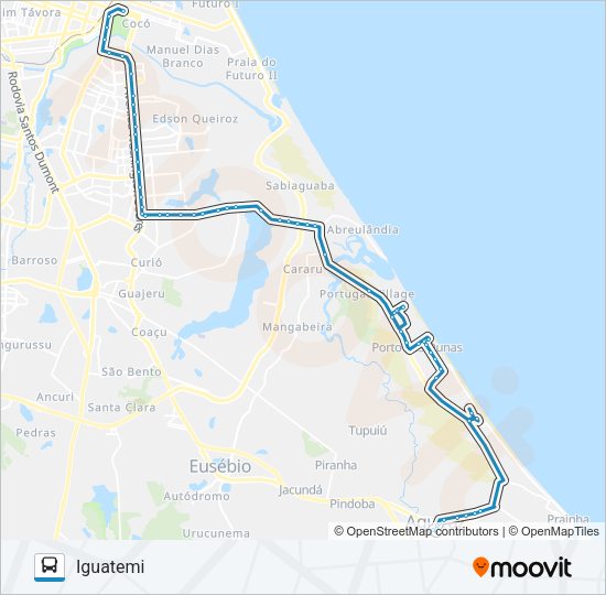 Mapa da linha 44101 IGUATEMI / AQUIRAZ / VIA BEACH PARK de ônibus